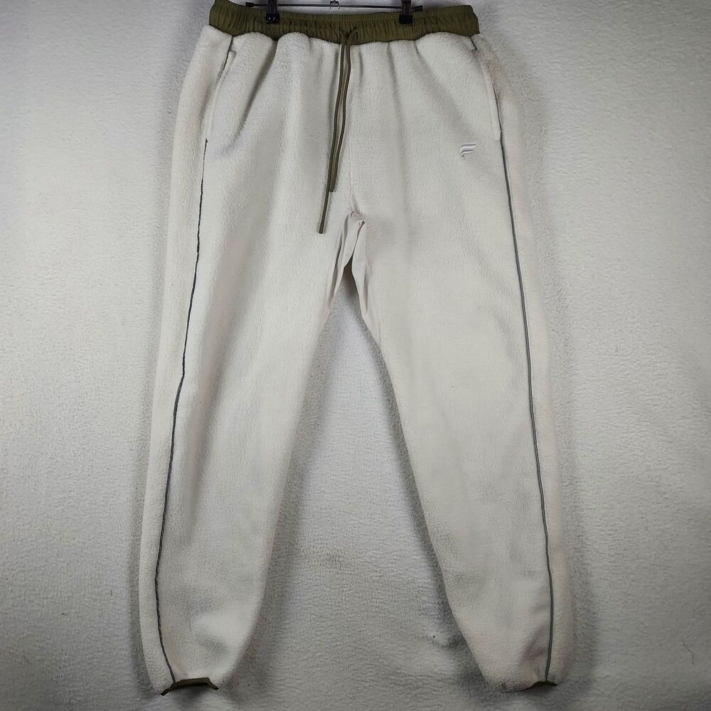 Mens Fabletics Joggers XL White Fleece Lined Sweatpants Athletic Lounge